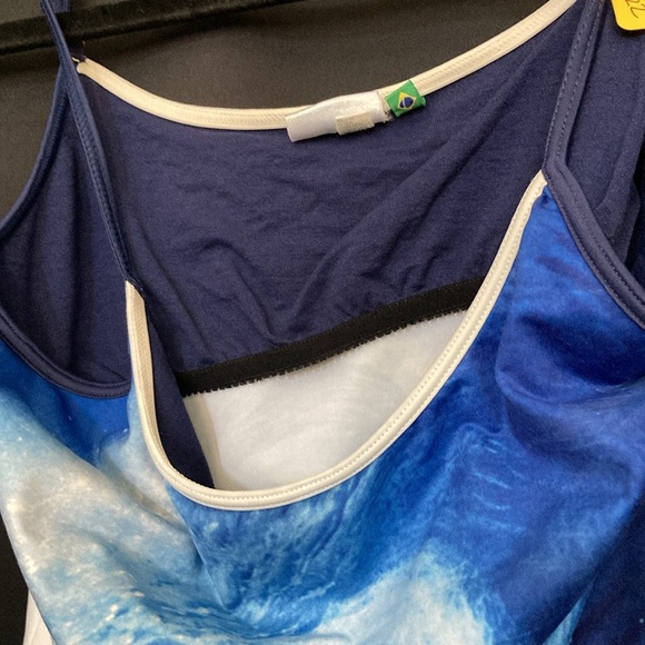 Blue, Wave, Print, Women's, Top, summer, beach, y2k, swim, vintage, boat, 2000s - Picture 3 of 8